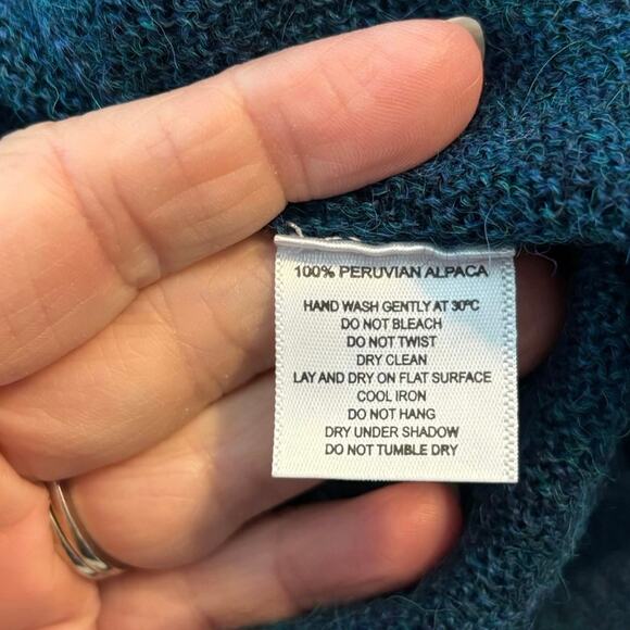 Alpaca Golf Inca Fashions Size L 1/4 Zip Sweater Peruvian Teal Blue - Picture 5 of 5